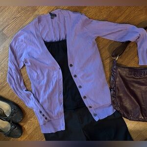 2/$20 GAP Lavender Knit cardi, S, 100% cotton, tailored fit, deep V, lightweight